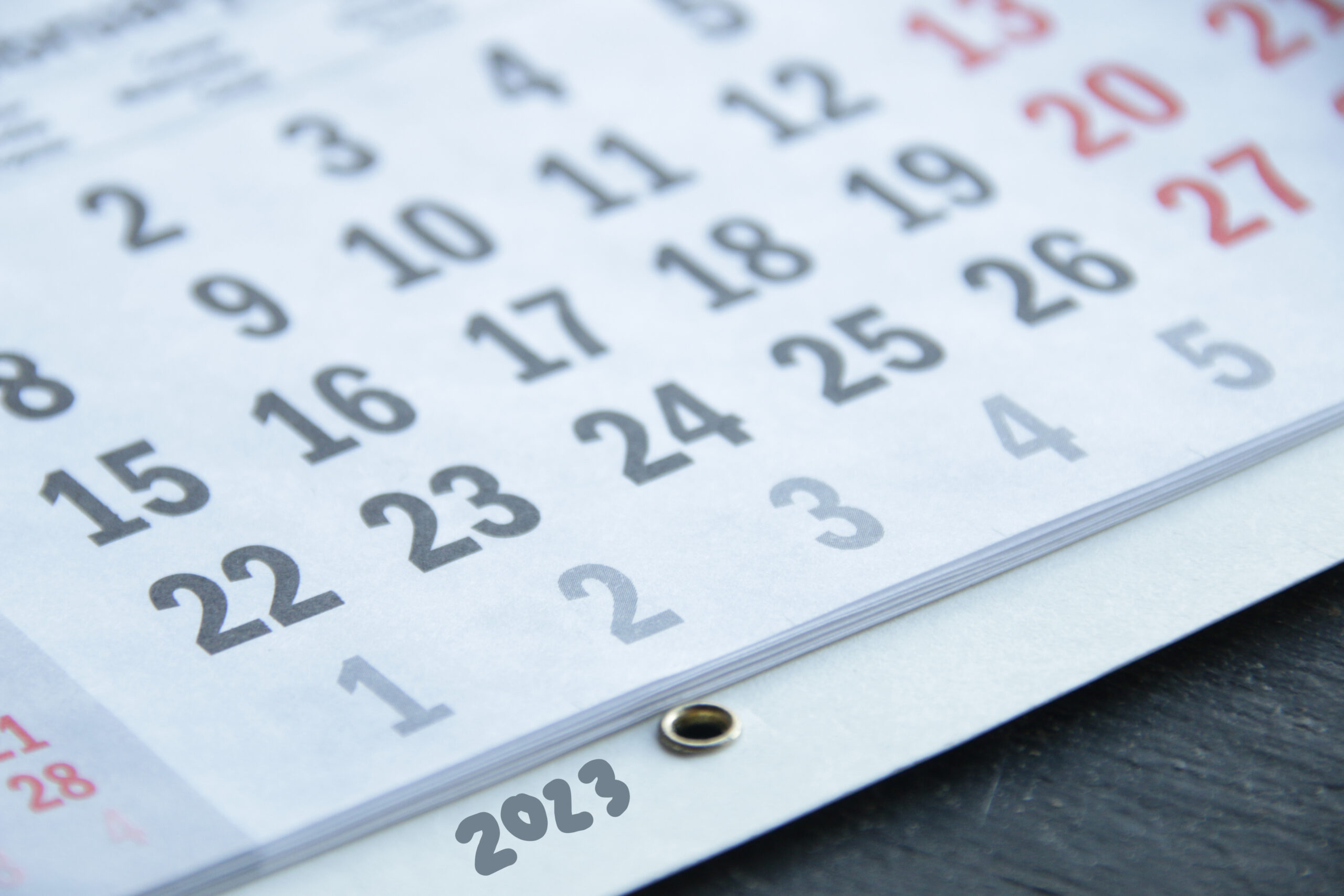 Calendar 2023 year. On a vintage background.